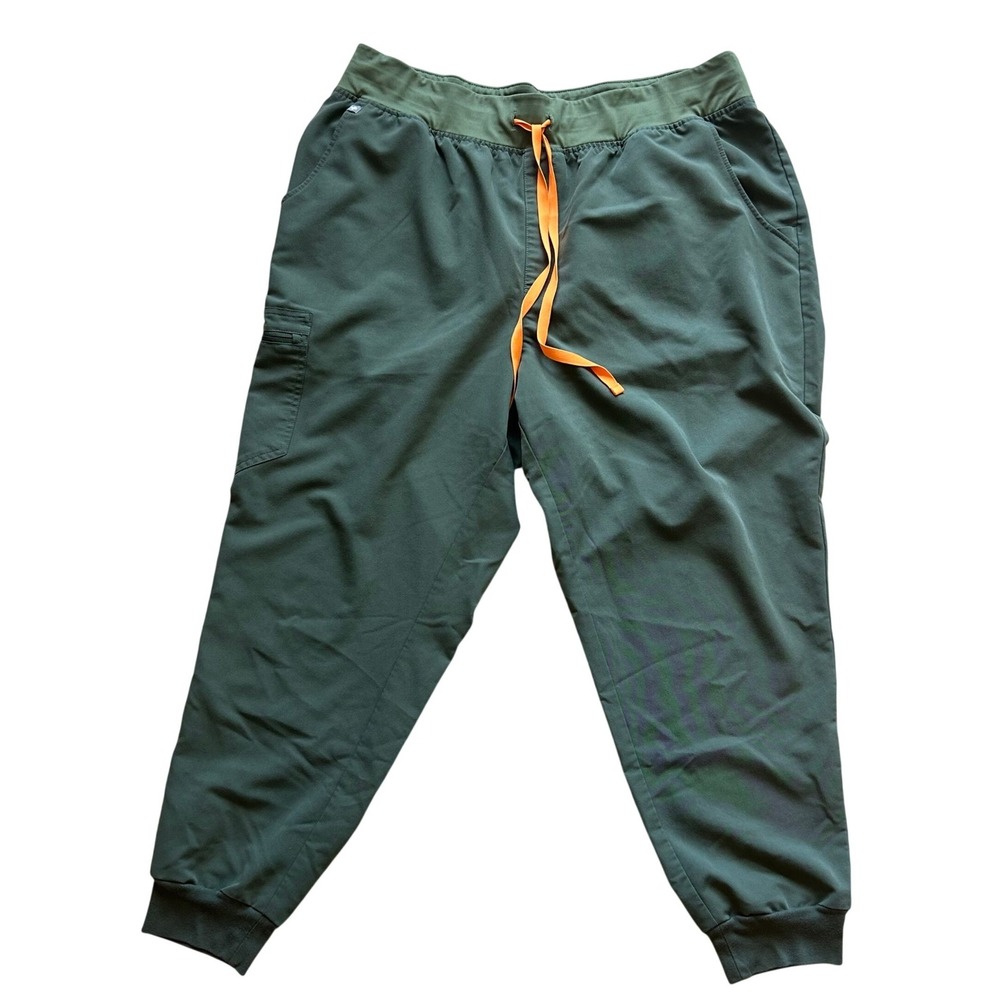 FIGS Zamora Jogger Scrub Pants‎ XL Olive Green Cargo Drawstring Active Nurse